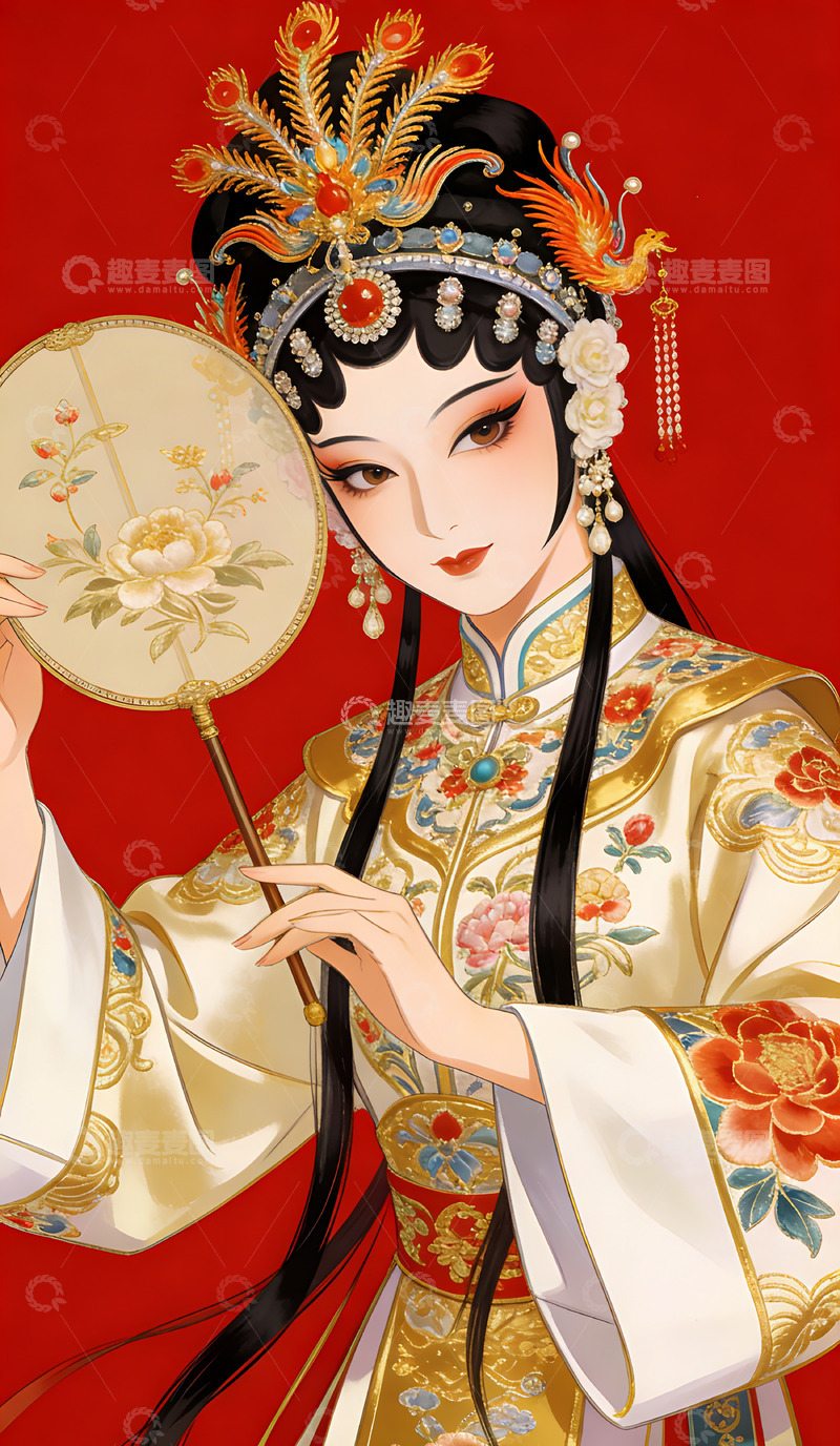 高清大图下载【趣麦麦图】传统戏曲人物插画装饰画