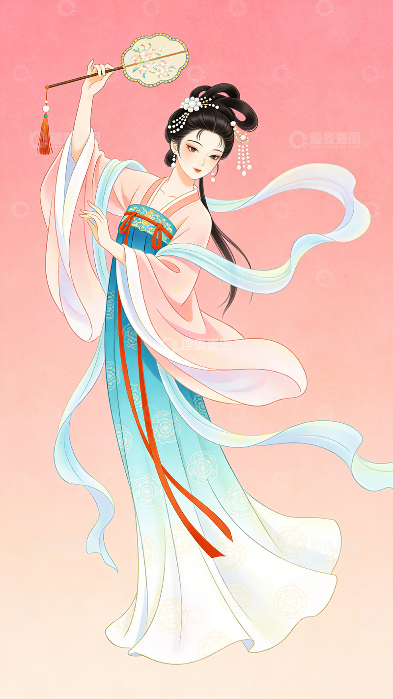 高清大图下载【趣麦麦图】古风仕女插画装饰画