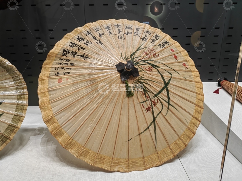 高清大图下载【趣麦麦图】汉文字兰草兰花印花油纸伞雨伞