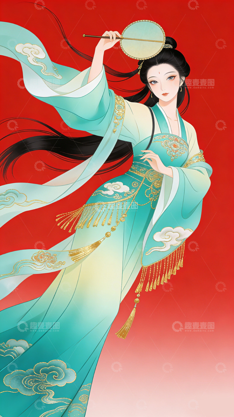 高清大图下载【趣麦麦图】古风美女插画艺术海报设计素材装饰画