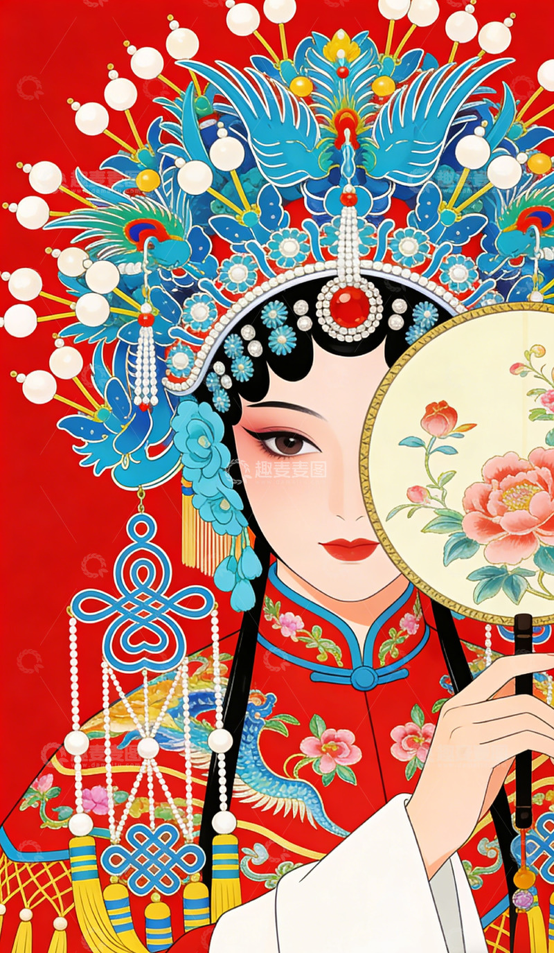 高清大图下载【趣麦麦图】中国戏曲人物插画装饰画