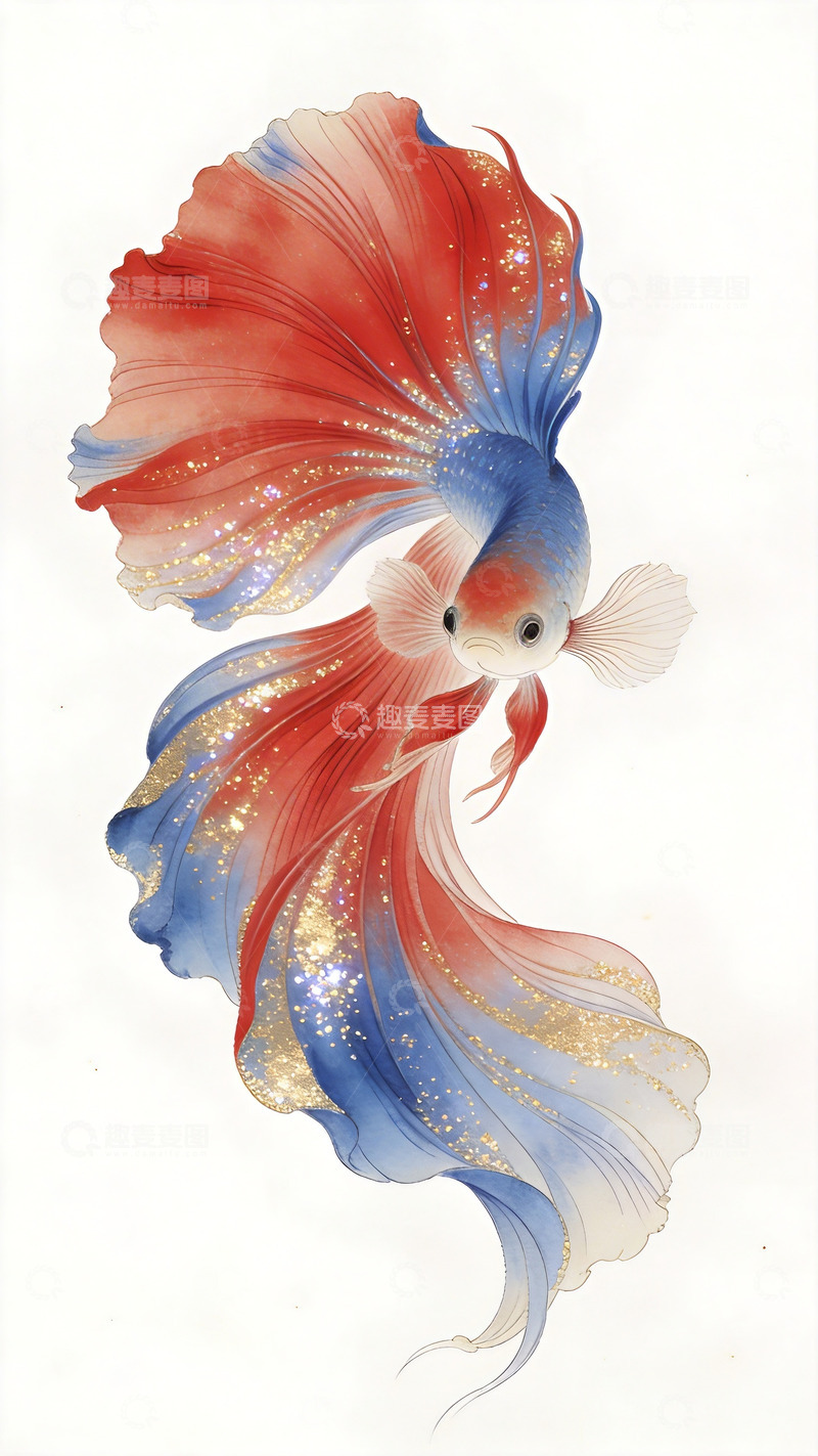高清大图下载【趣麦麦图】红蓝金色调的斗鱼8