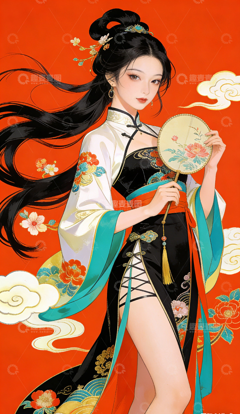 高清大图下载【趣麦麦图】古风美女插画装饰画