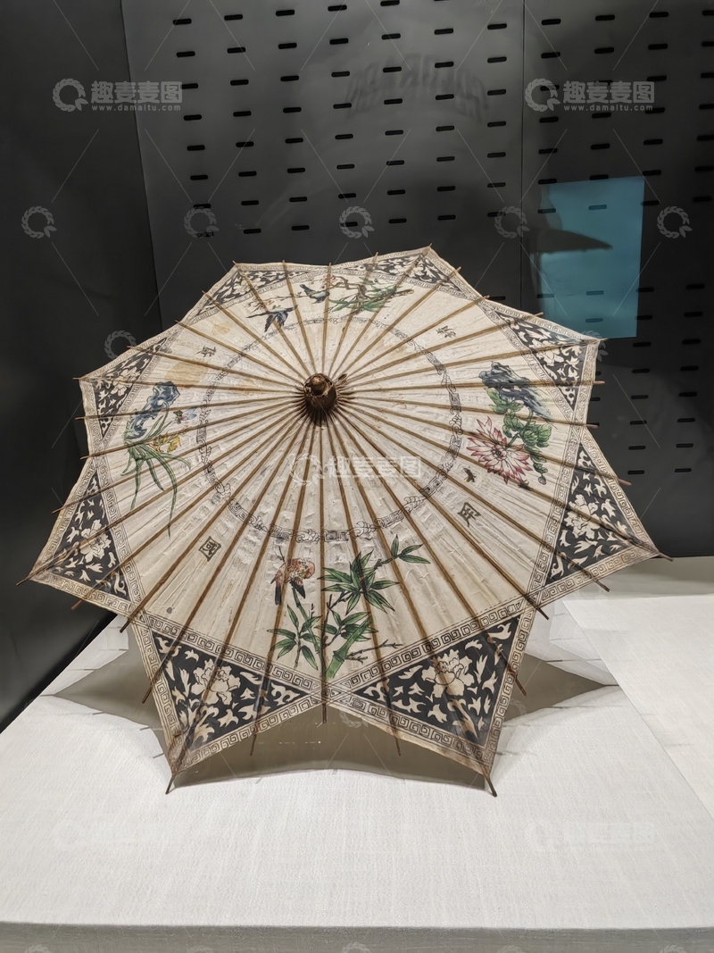 高清大图下载【趣麦麦图】四季桃莲菊梅花八角印花油纸伞雨伞