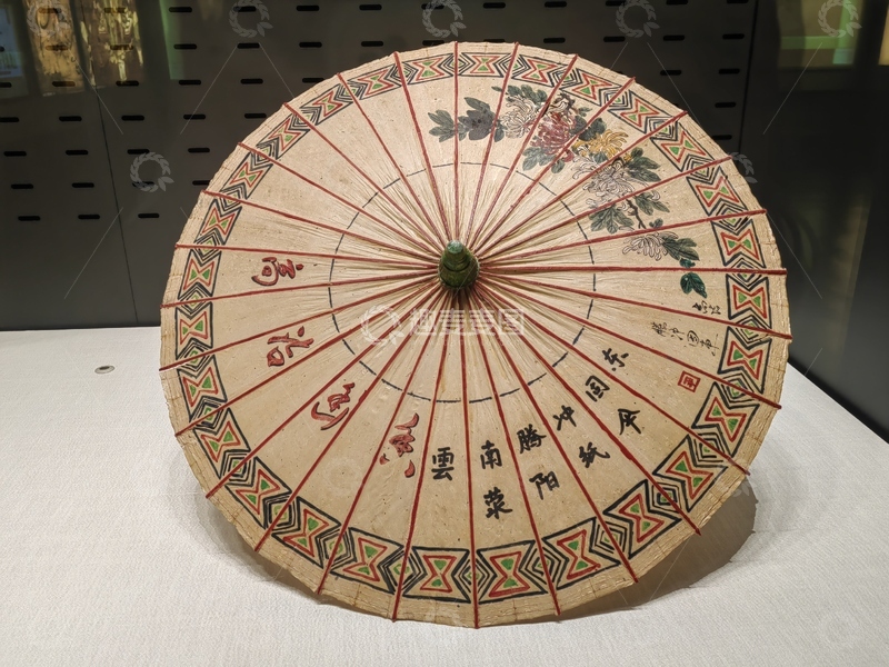 高清大图下载【趣麦麦图】书法文字花朵印花花纹油纸伞雨伞