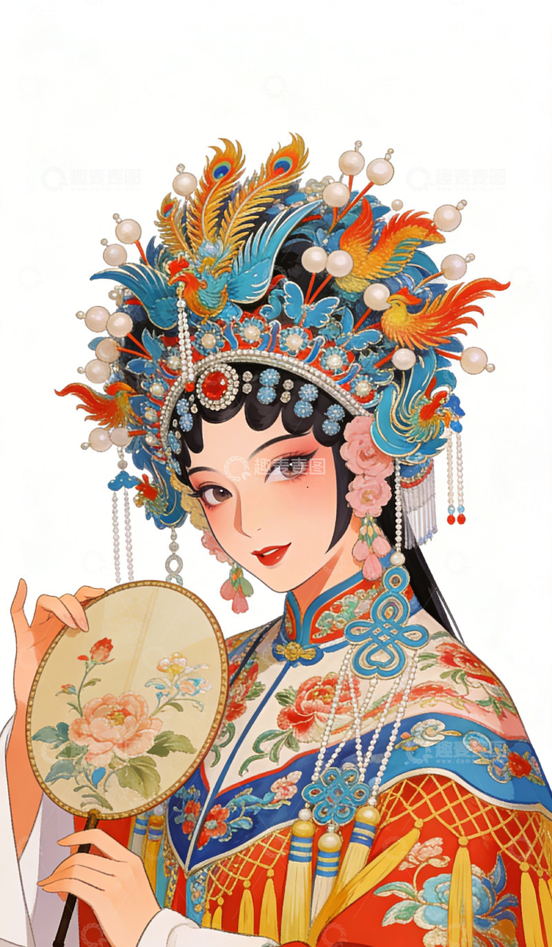 高清大图下载【趣麦麦图】传统戏曲人物插画装饰画