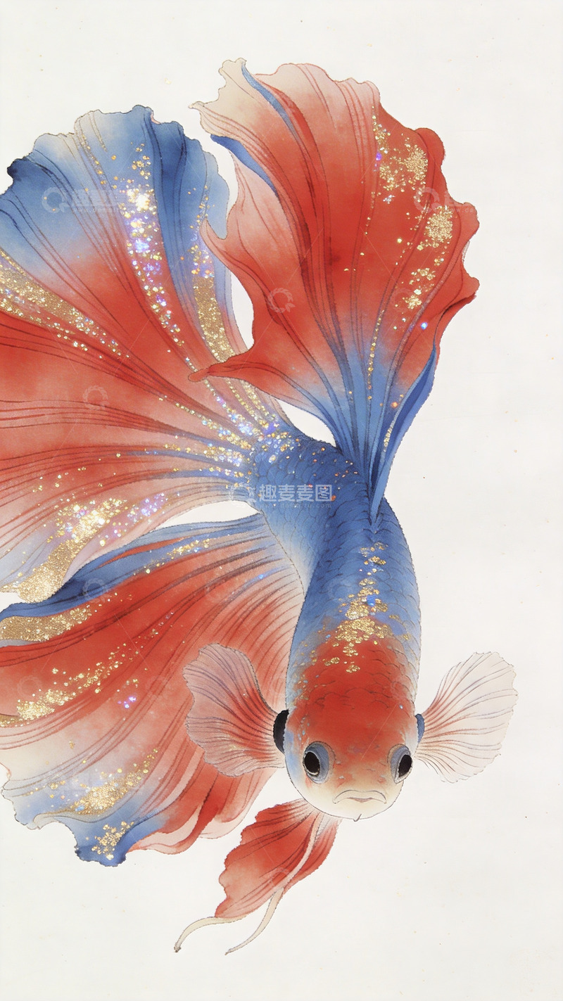 高清大图下载【趣麦麦图】红蓝金色调的斗鱼9