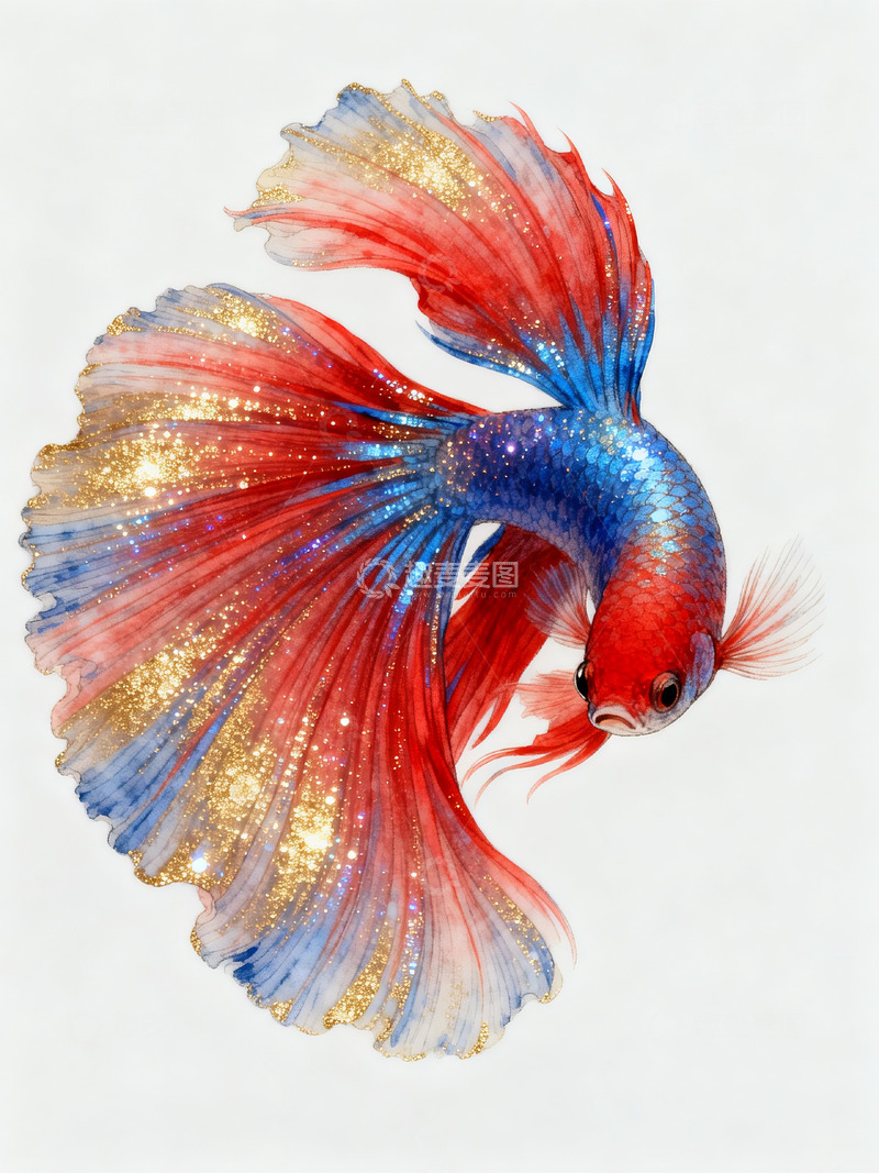 高清大图下载【趣麦麦图】红蓝金色调的斗鱼5