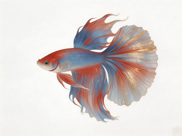 红蓝金色调的斗鱼