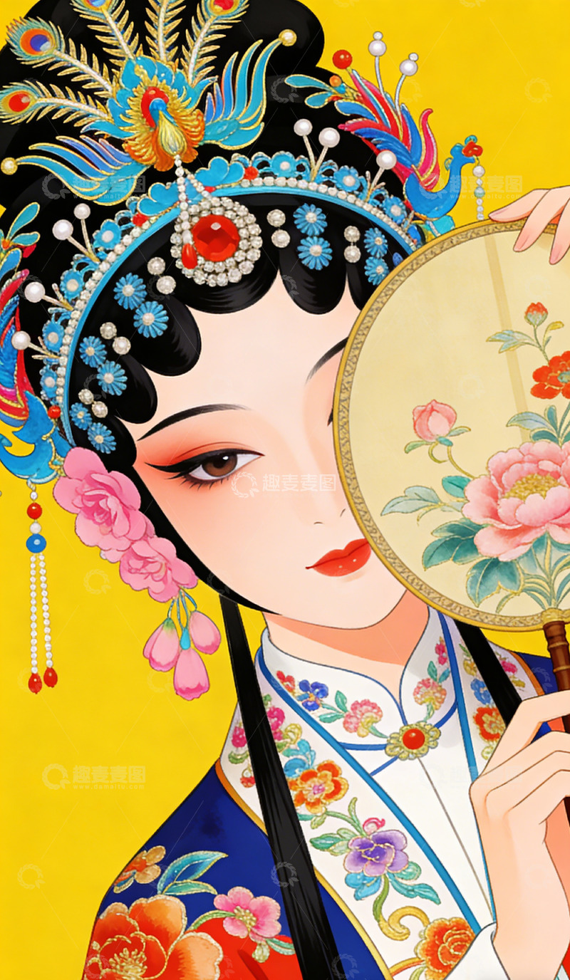 高清大图下载【趣麦麦图】古典戏曲人物插画装饰画