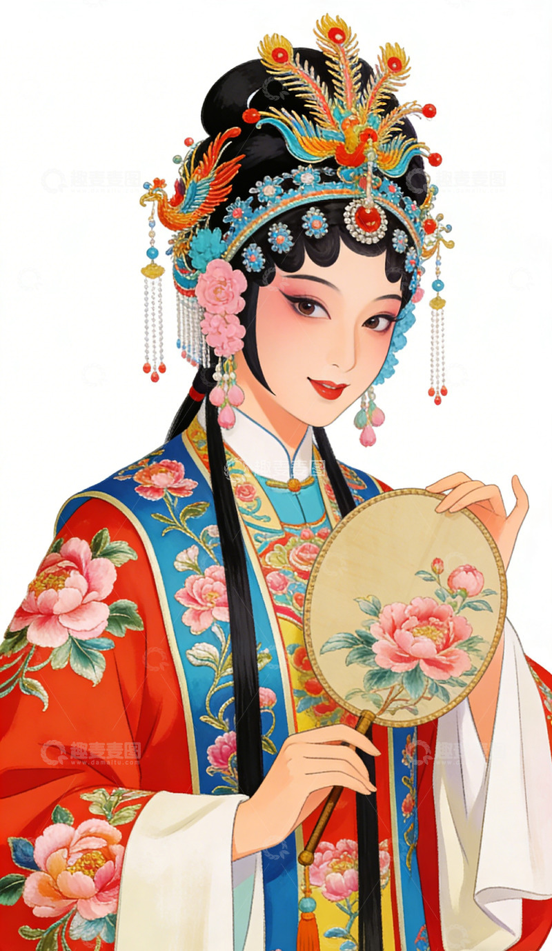 高清大图下载【趣麦麦图】传统戏曲人物插画设计素材装饰画