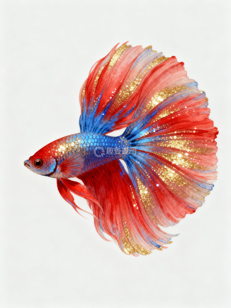 高清大图下载【趣麦麦图】红蓝金色调的斗鱼7