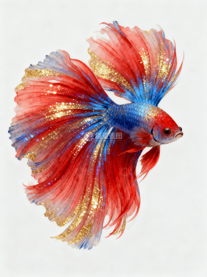 高清大图下载【趣麦麦图】红蓝金色调的斗鱼4