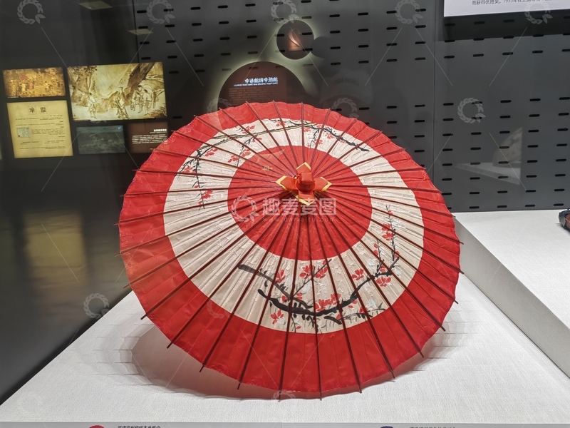 高清大图下载【趣麦麦图】腊梅花朵印花拼色油纸伞雨伞