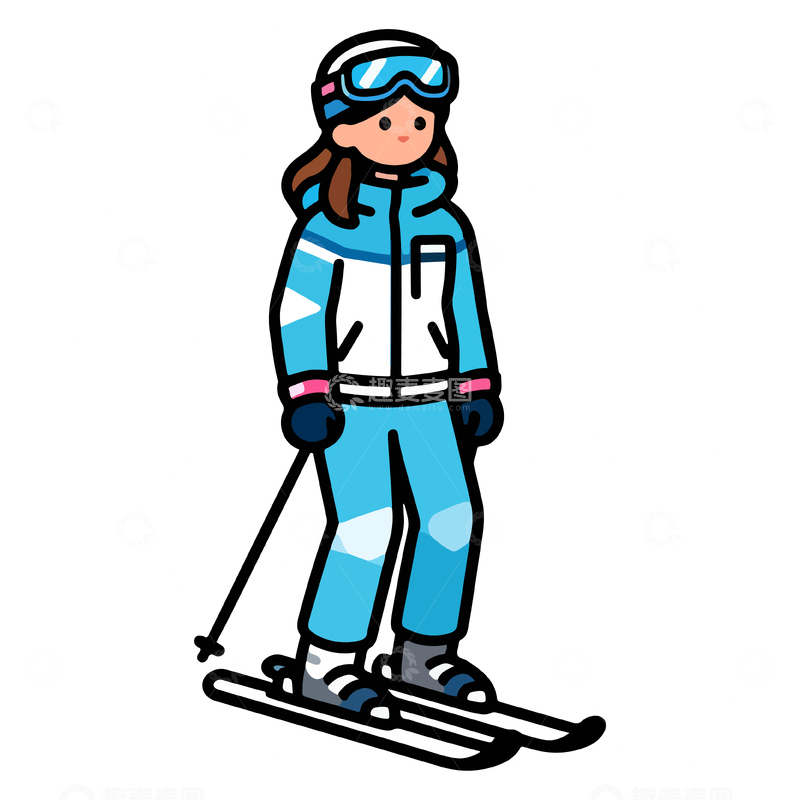 源文件下载【趣麦麦图】卡通滑雪女孩形象设计元素
