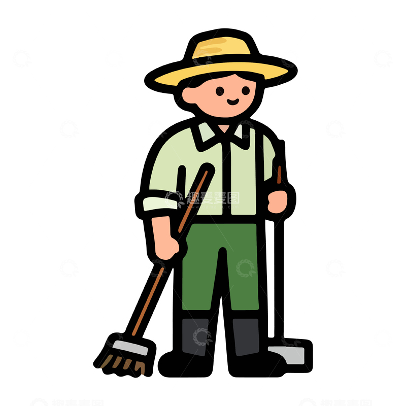 源文件下载【趣麦麦图】卡通农民园艺工作矢量素材