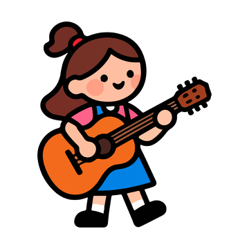 卡通小女孩弹吉他