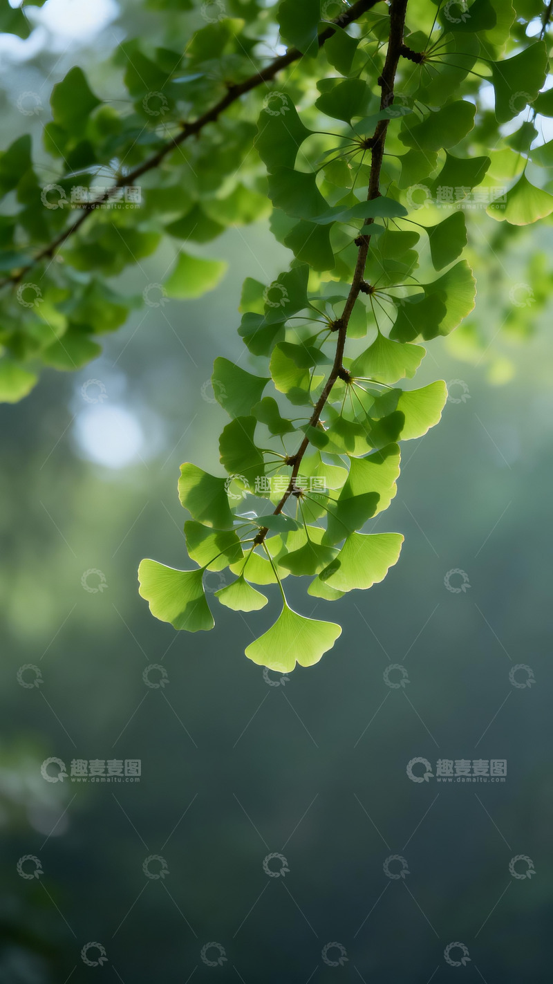 高清大图下载【趣麦麦图】银杏树枝仰拍8