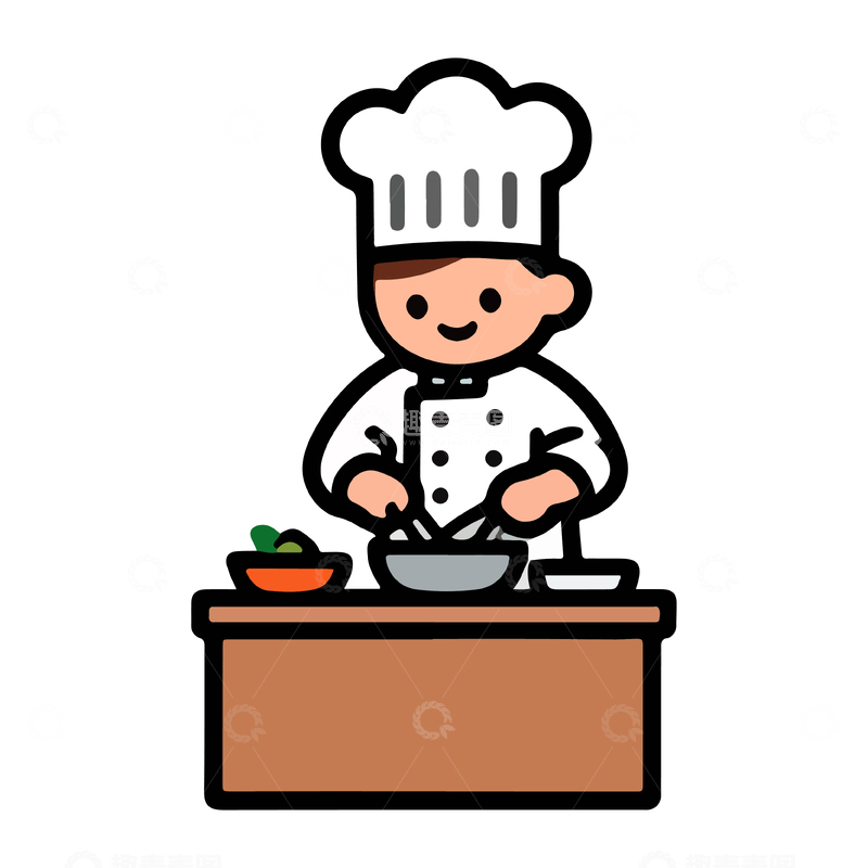源文件下载【趣麦麦图】卡通厨师烹饪插图