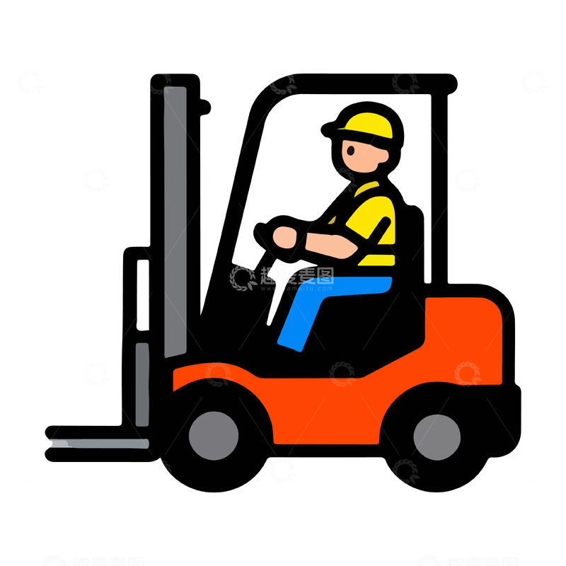 源文件下载【趣麦麦图】叉车司机操作简笔画