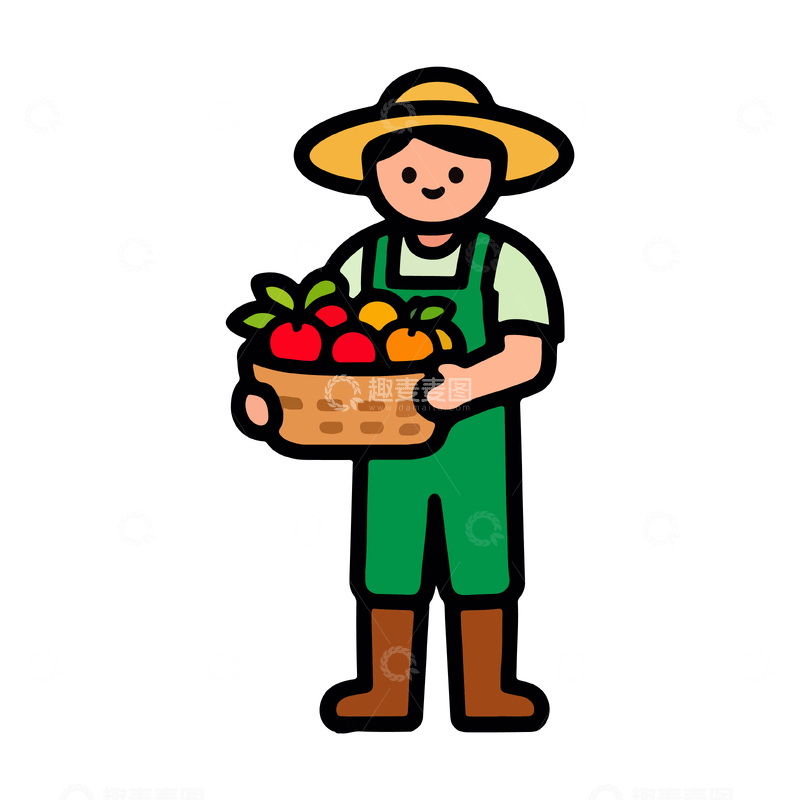 源文件下载【趣麦麦图】卡通农夫蔬菜插画