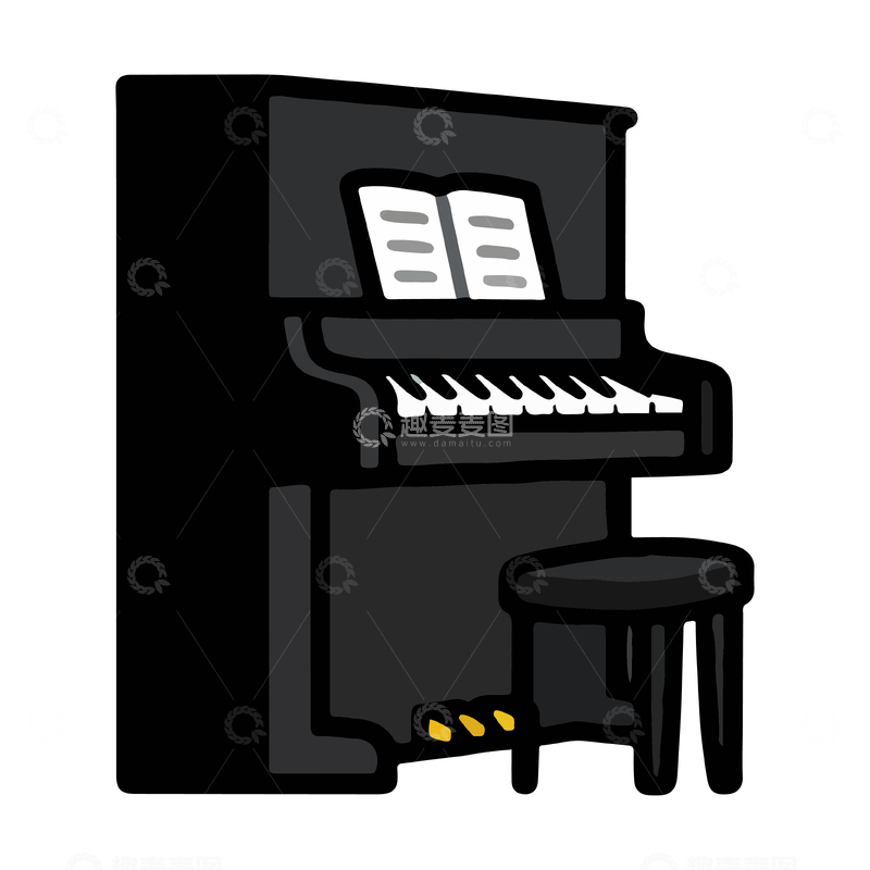 源文件下载【趣麦麦图】卡通钢琴音乐元素矢量素材