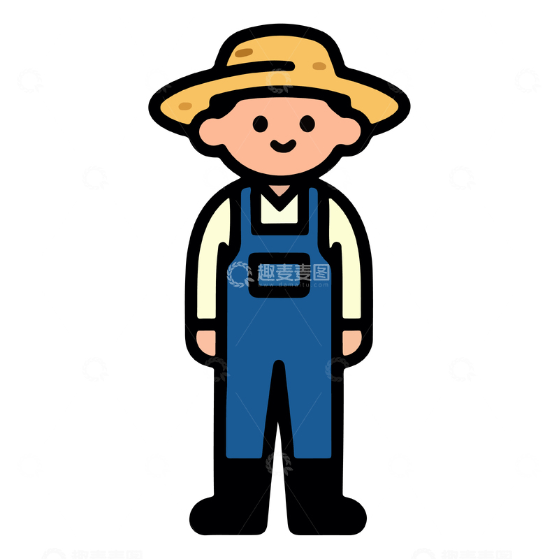 源文件下载【趣麦麦图】卡通农民形象矢量插画