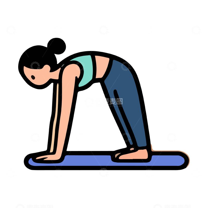 源文件下载【趣麦麦图】瑜伽姿势卡通插画