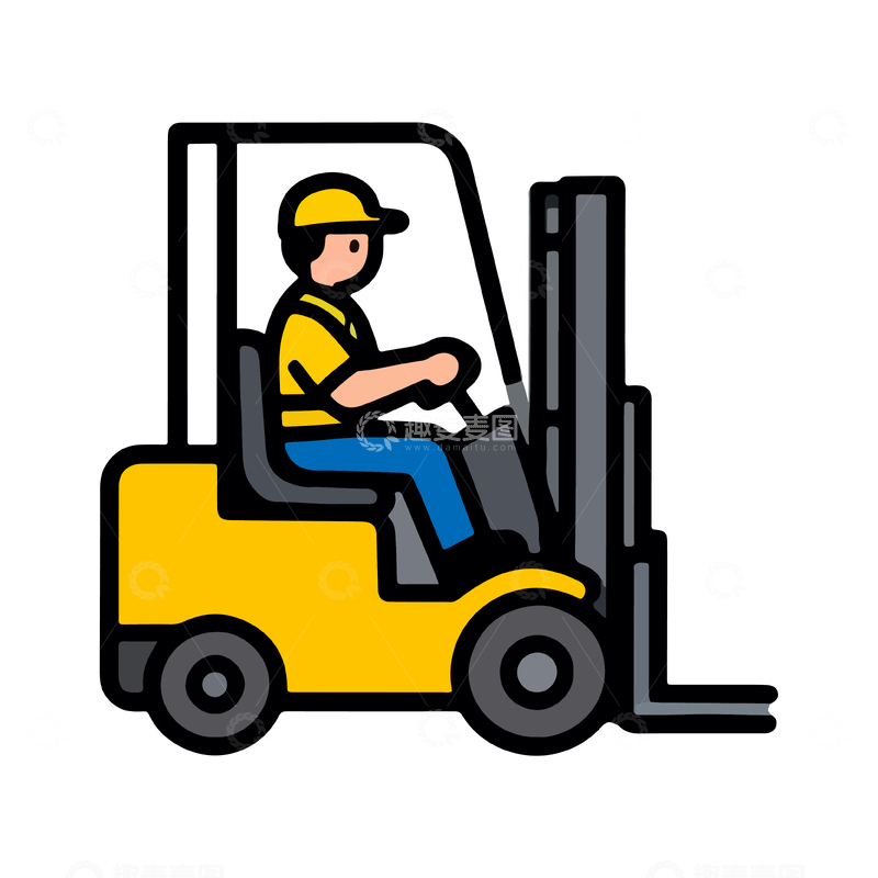 源文件下载【趣麦麦图】卡通叉车司机矢量图标