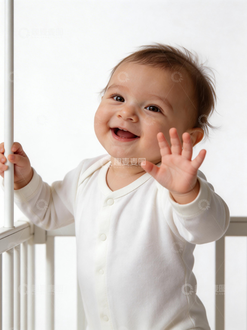 高清大图下载【趣麦麦图】婴儿笑容摄影白色背景