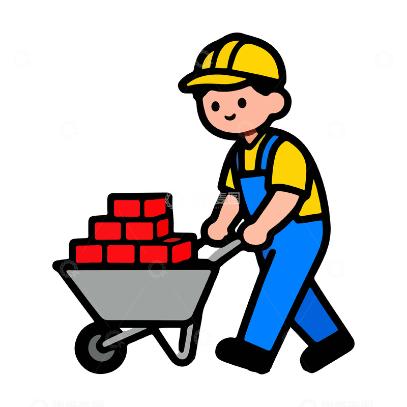 源文件下载【趣麦麦图】卡通工人搬砖素材