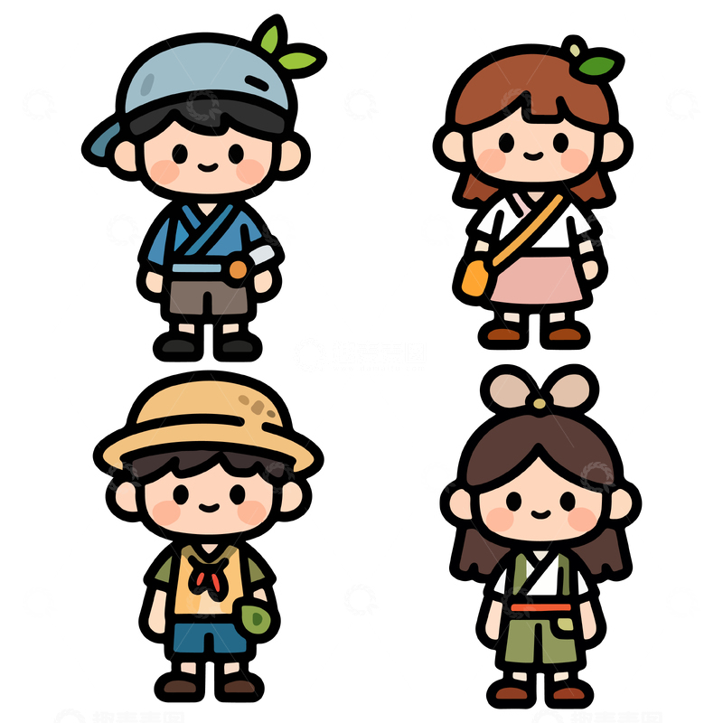 源文件下载【趣麦麦图】卡通人物服饰插画设计元素