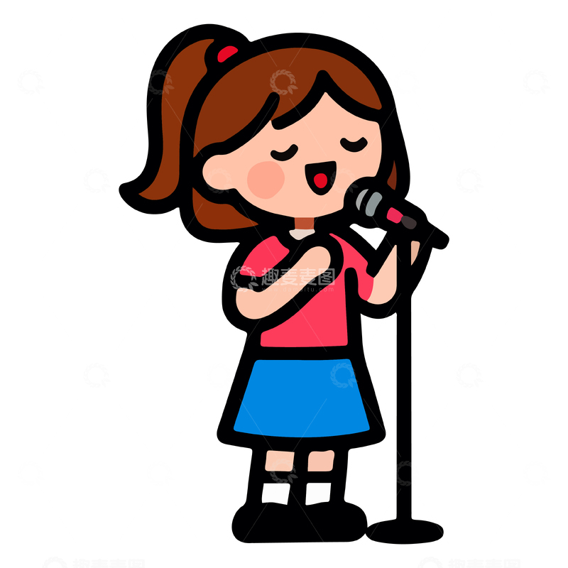 源文件下载【趣麦麦图】卡通女孩唱歌矢量插画素材