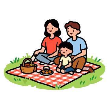 野餐家庭卡通插画素材