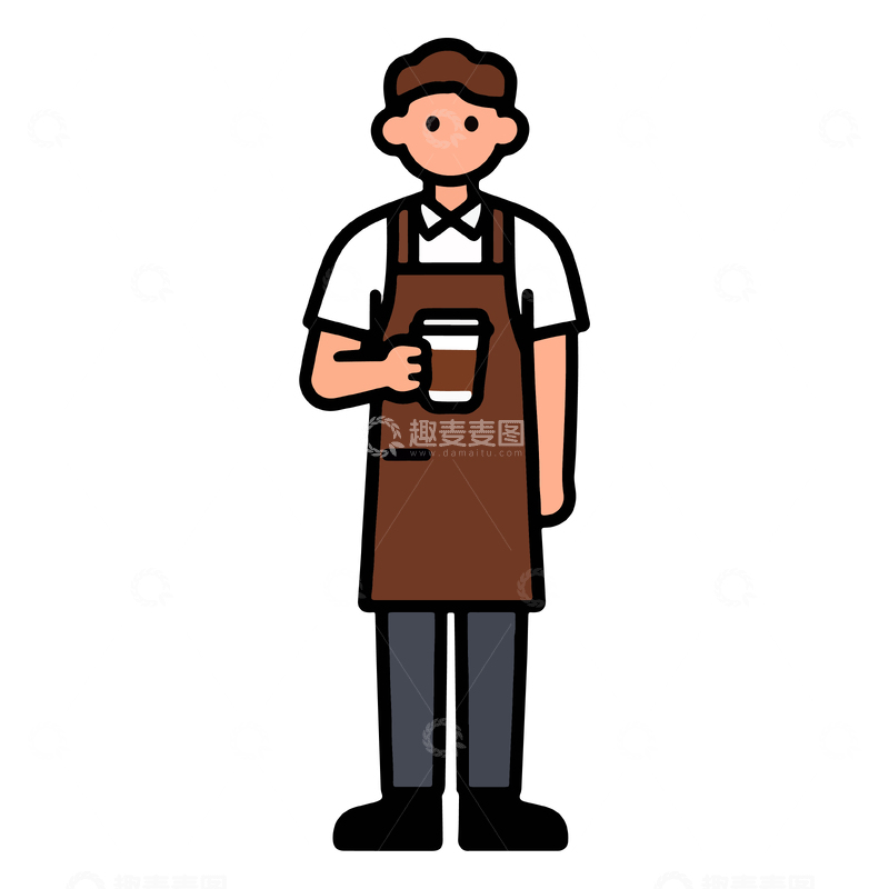 源文件下载【趣麦麦图】简约风格咖啡师插图矢量素材