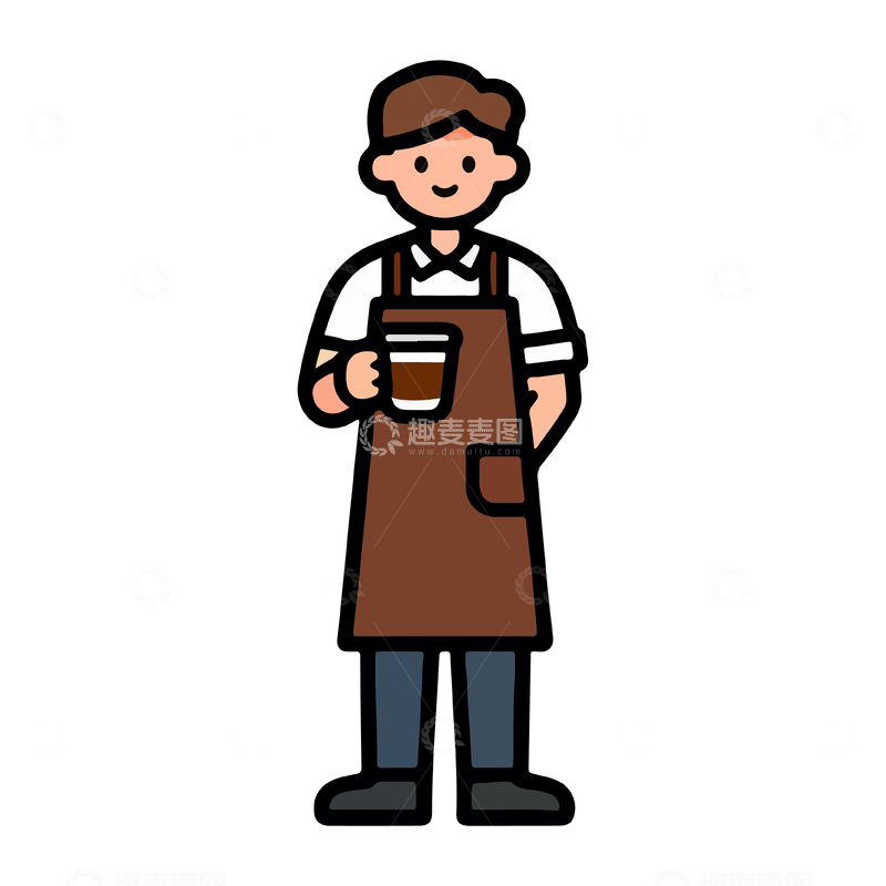 源文件下载【趣麦麦图】卡通咖啡店员工形象矢量素材