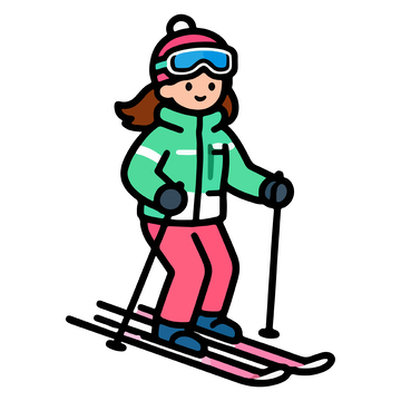 卡通滑雪女孩插画