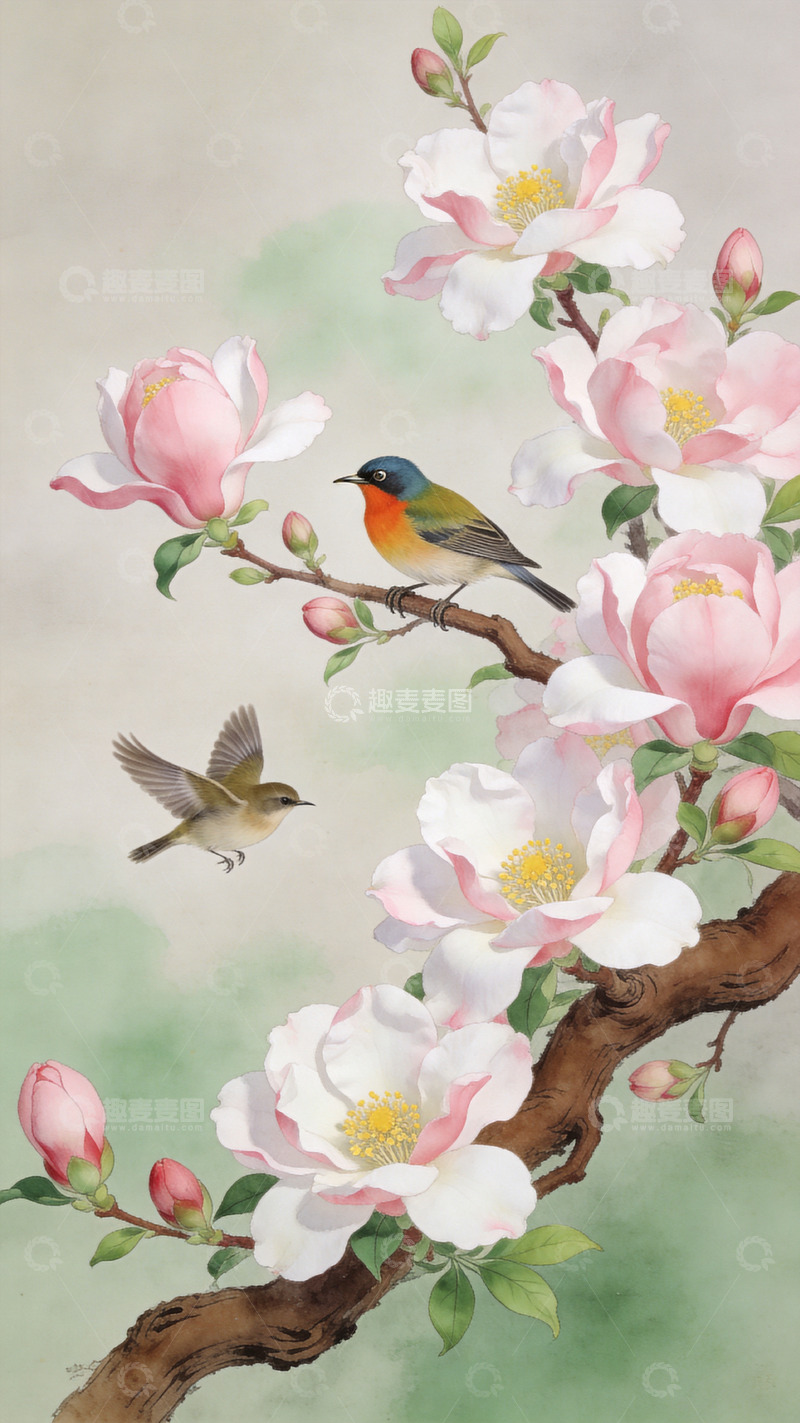 高清大图下载【趣麦麦图】羽色鲜艳亮的小鸟