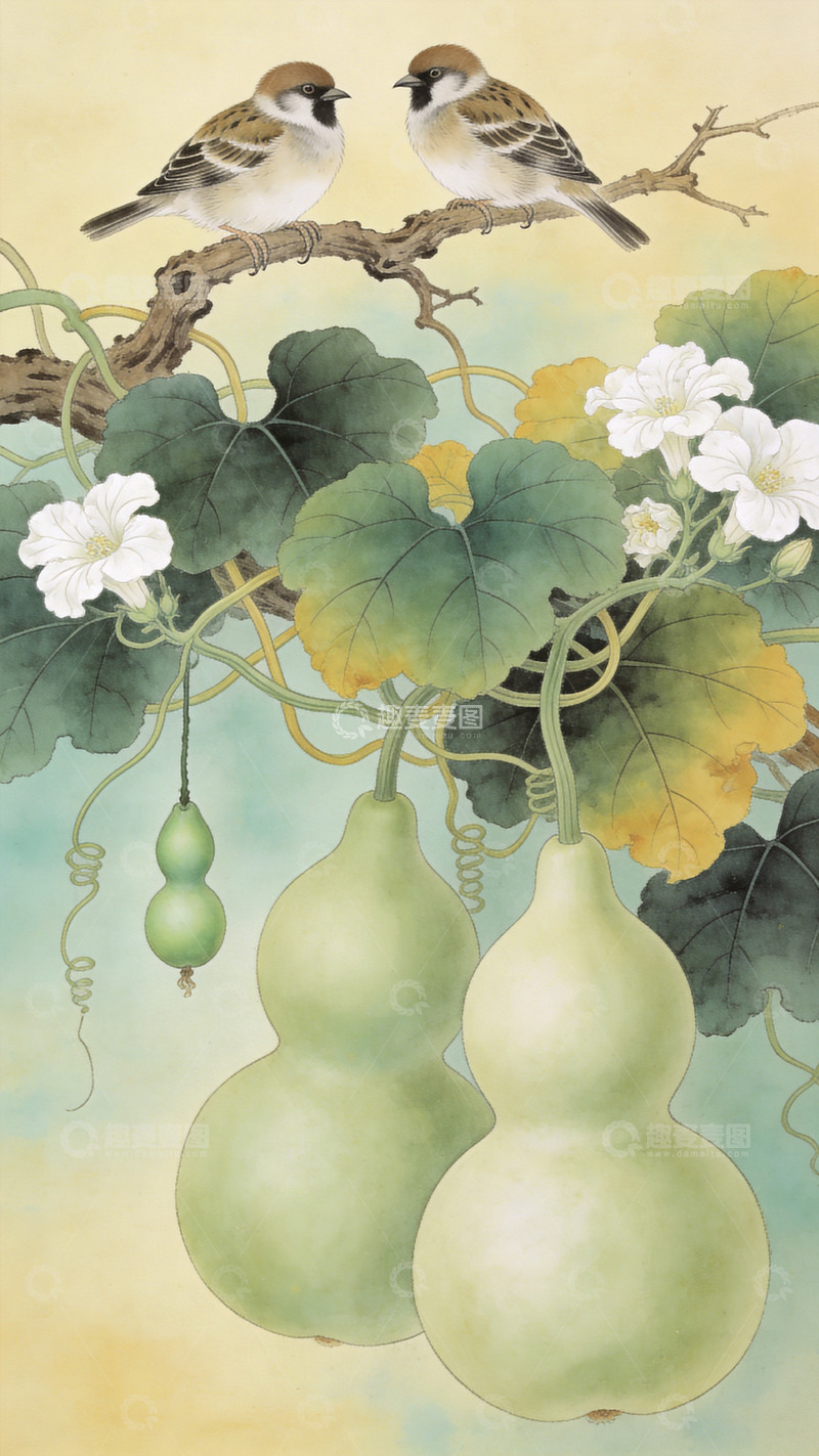 高清大图下载【趣麦麦图】中国传统山鸟画