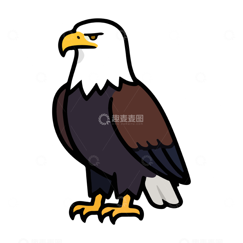 源文件下载【趣麦麦图】卡通老鹰插画