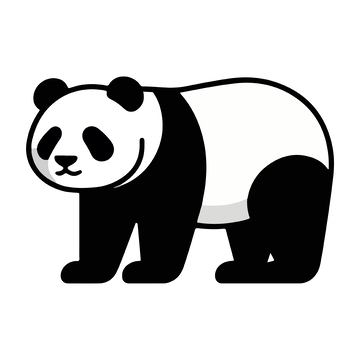 黑白熊猫卡通插画