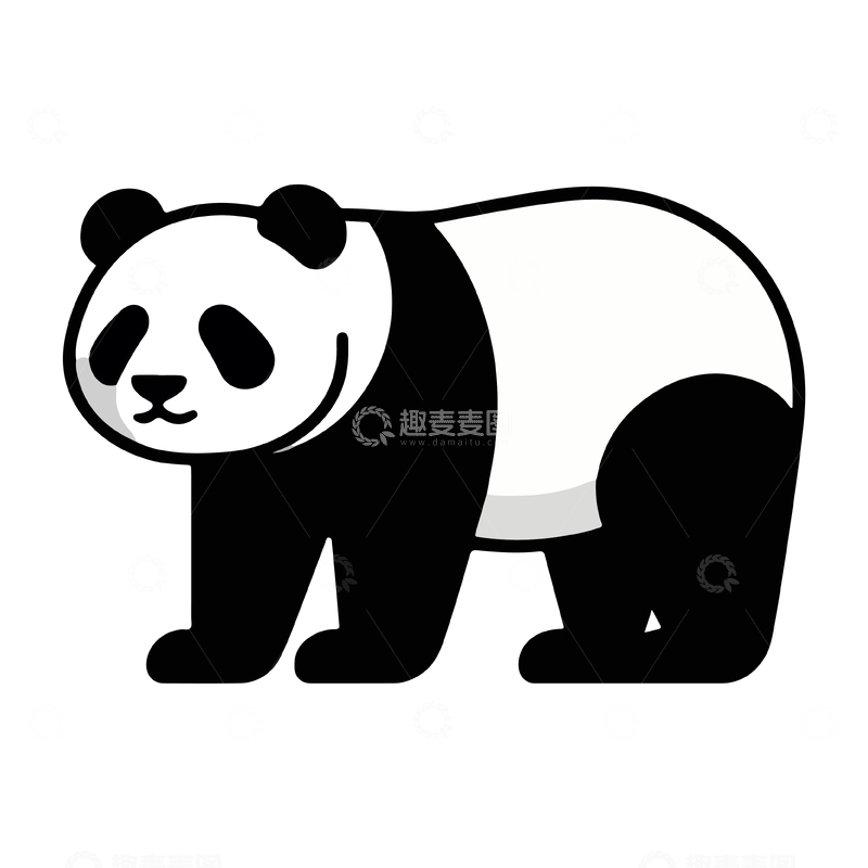 源文件下载【趣麦麦图】黑白熊猫卡通插画