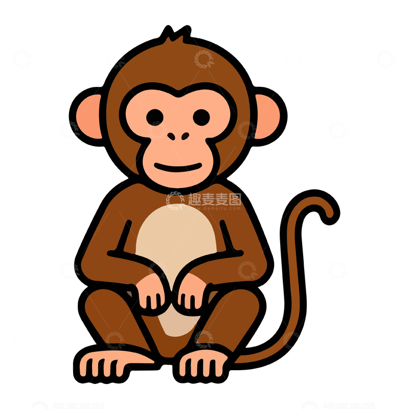 源文件下载【趣麦麦图】卡通猴子插画设计素材