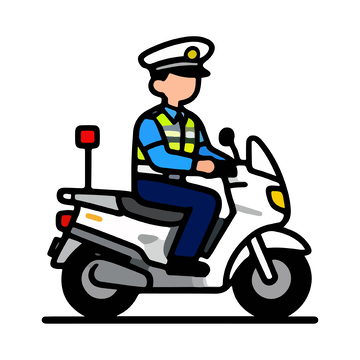 卡通警察骑摩托车插画