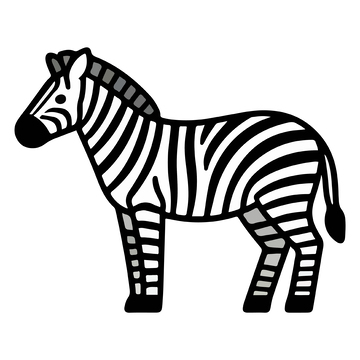 黑白斑马简笔画矢量图