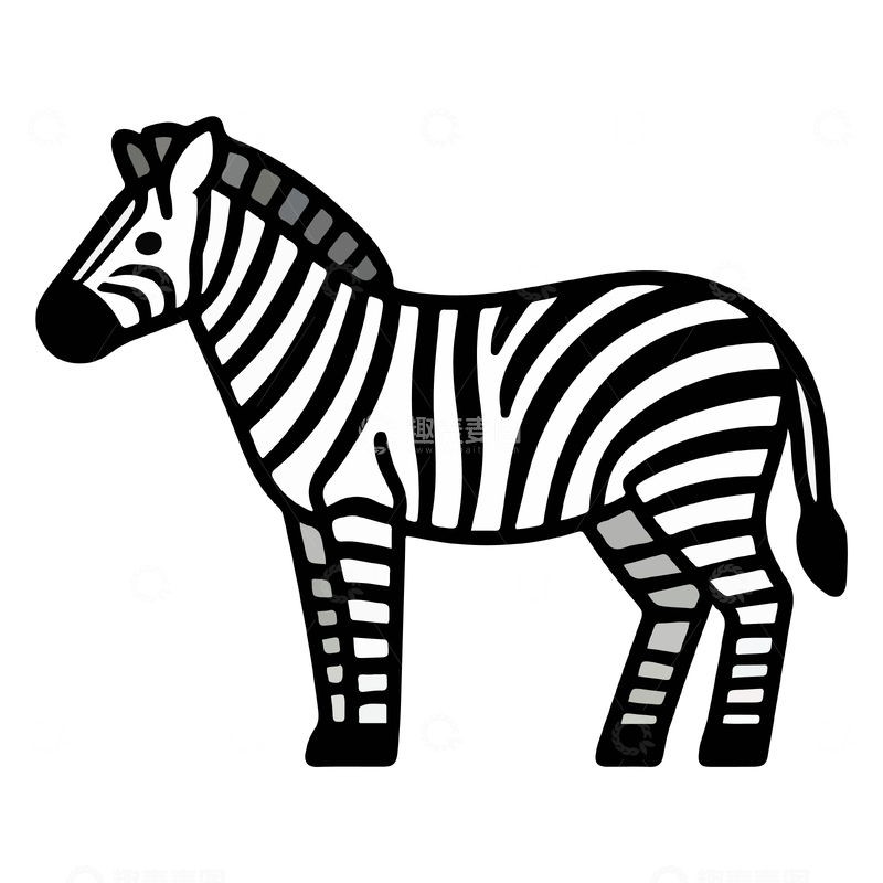 源文件下载【趣麦麦图】黑白斑马简笔画矢量图