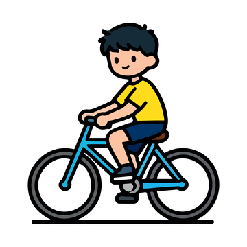 卡通骑车男孩矢量插画素材