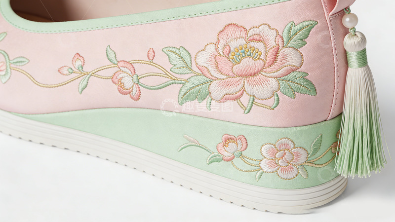 高清大图下载【趣麦麦图】刺绣花卉休闲鞋设计