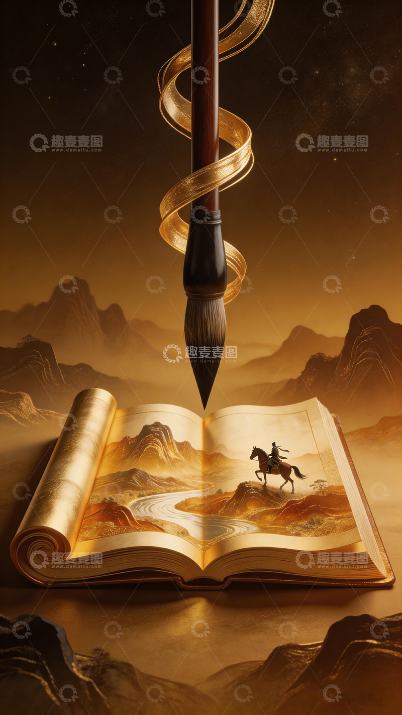 高清大图下载【趣麦麦图】古风书画毛笔书本意境图