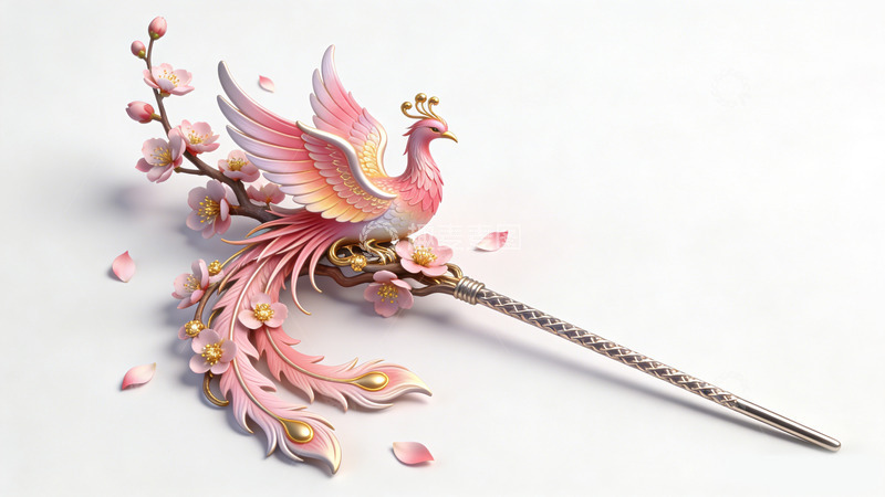 高清大图下载【趣麦麦图】精致凤凰花簪饰品